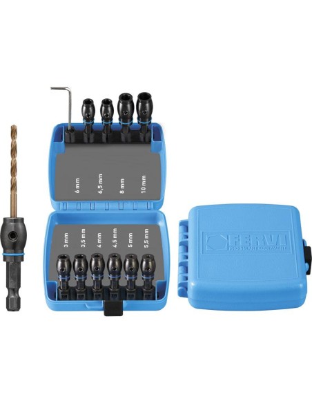 Serie porta punte con attacco 1/4'' x avvitatore Fervi 0524