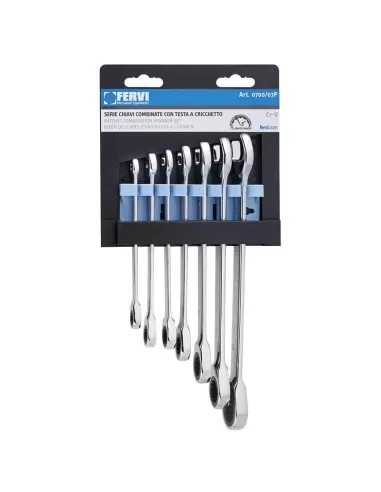 1 - Serie 7 chiavi combinate con testa a cricchetto Fervi 0700/07p