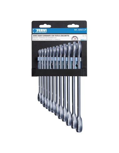 Serie 12 chiave combinata con testa a cricchetto Fervi 0700/12p