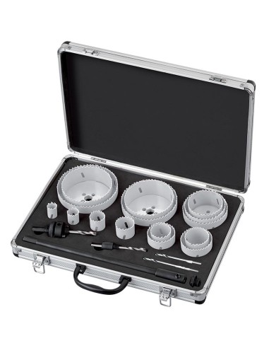 Kit seghe a tazza industria in valigetta 21 pz per trapano Fervi 0712/010