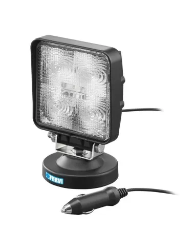 Faro a led quadrato 12-24v con base magnetica x auto 5 x 3w Fervi 0713/15