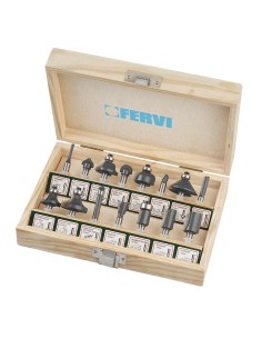 Set 15 frese da legno per fresatrici con gambo da 6 mm Fervi 0835/15