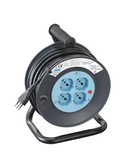 Avvolgicavo prolunga elettrica cavo 25 metri 3 x 1.5  presa shuko Fervi a010/25
