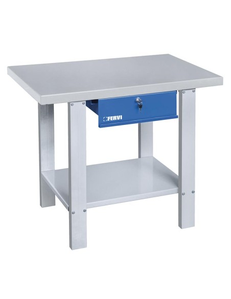 2 - Banco da lavoro con piano in acciaio e cassetto 1000 mm Fervi b015/10