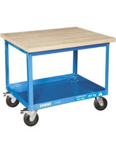 Carrello porta attrezzi con piano in legno Fervi c009