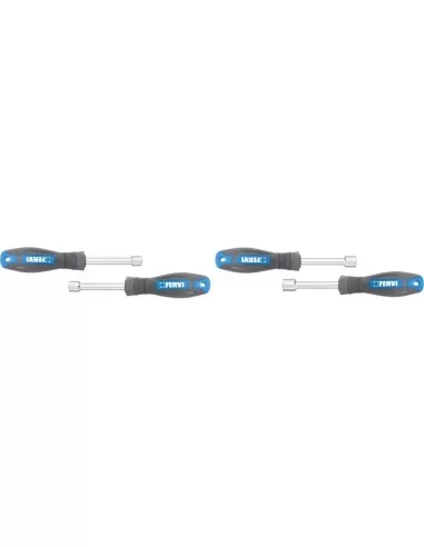 Serie 4 chiavi cacciavite a bussola 10 - 13 mm con impugnatura Fervi cb01/04p