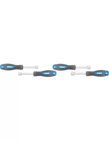2 - Serie 4 chiavi cacciavite a bussola 10 - 13 mm con impugnatura Fervi cb02/04p