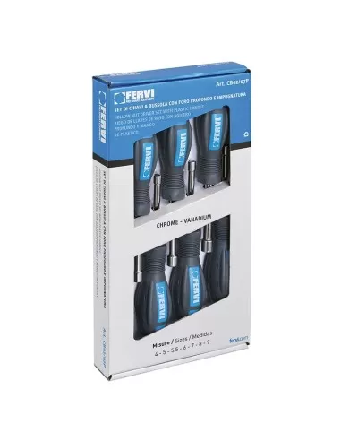 1 - Serie 7 chiavi a bussola con impugnatura 4-9 mm Fervi cb02/11p