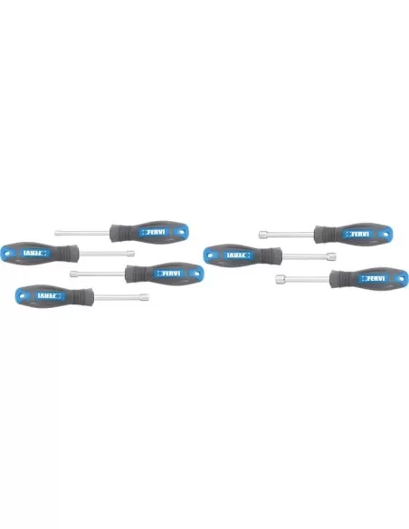 2 - Serie 7 chiavi a bussola con impugnatura 4-9 mm Fervi cb02/11p