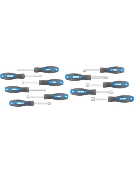 Serie 11 chiavi a bussola con impugnatura 4-13 mm Fervi cb02/11p