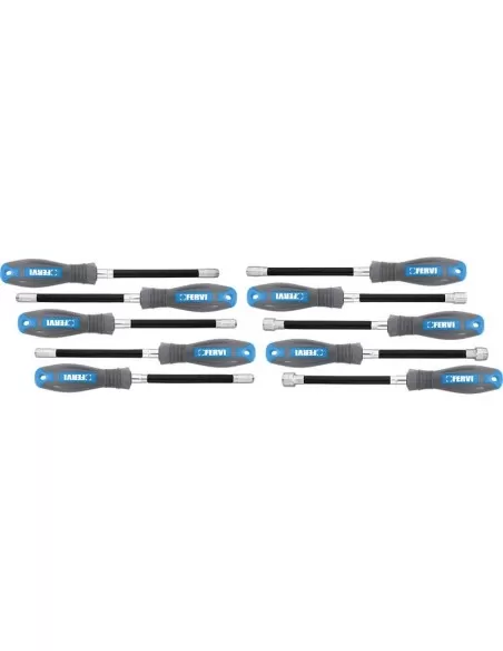 2 - Serie 10 chiavi a bussola con impugnatura 5-13 mm Fervi cbf1/10p