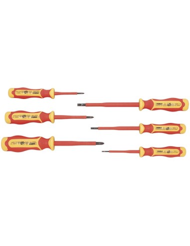 Serie di giraviti cacciaviti a taglio e croce isolati Fervi ci80/006