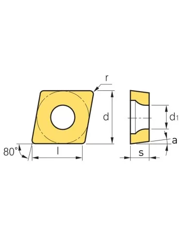 Inserto tornitura x tornio Fervi cnmg120408n
