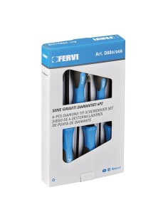 Serie di giraviti cacciaviti a taglio e croce diamantati Fervi d880/006