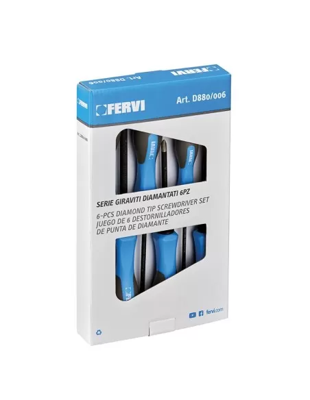 1 - Serie di giraviti cacciaviti a taglio e croce diamantati Fervi d880/006