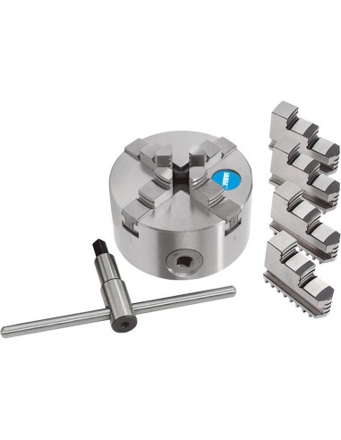 1 - Mandrino autocentrante 125 mm x tornio metallo griffe 4+4 Fervi m049/125