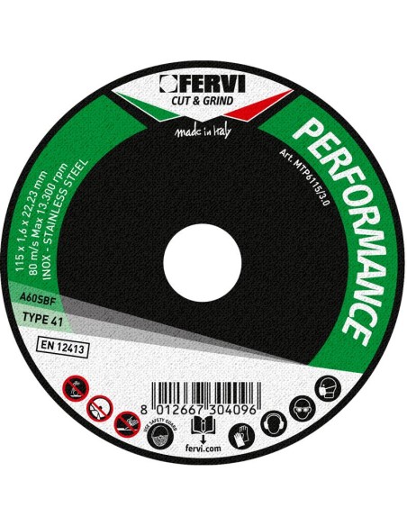 1 - Disco da taglio per ferro e metallo 125x1,6x22 Fervi mtd6125/1.6