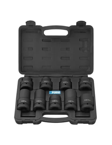 1 - Serie 9 bussole 1" a d impatto 21 - 38 mm Fervi i109