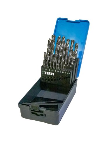 Serie 25 punte elicoidali cilindriche 1 - 13 mm hss x ferro Fervi p023/25