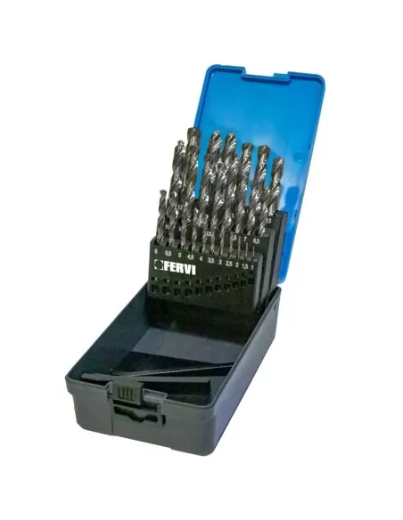 1 - Serie 25 punte elicoidali cilindriche 1 - 13 mm hss x ferro Fervi p023/25 1 - Serie 25 punte elicoidali cilindriche 1 - 13 mm hss x ferro Fervi p023/25