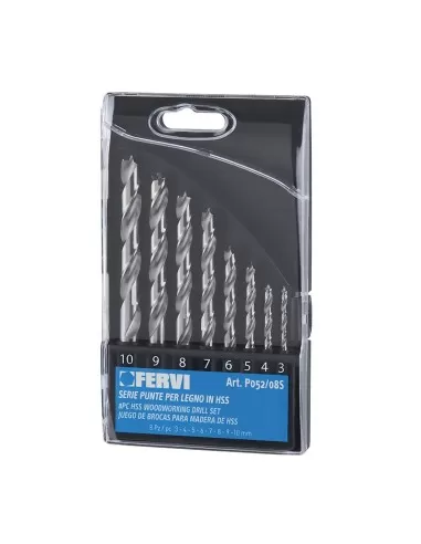 1 - Serie 8 punte elicoidali per legno 3 - 10 mm Fervi p052/08s