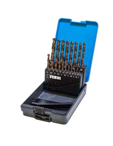 1 - Serie 19 punte cilindriche al cobalto x trapano 1 -10 mm Fervi p064/19a