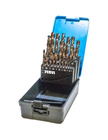 1 - Serie 25 punte cilindriche al cobalto x trapano 1 -13 mm Fervi p064/25a
