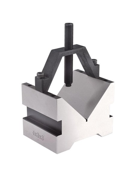 Coppia prisma acciaio temprato a 90? 100x75x75 mm con morsetto Fervi p302/2c