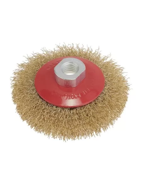 1 - Spazzola conica a filo metallico 90 mm m14 x smerigliatrice
