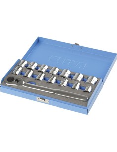 Serie bussole 1/2 a profilo ribassato con cricchetto 8 - 24 mm Fervi sn4e3c015