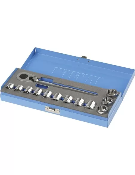 1 - Serie bussole 3/8 a profilo ribassato con cricchetto 8 - 19 mm Fervi sn4e3c016