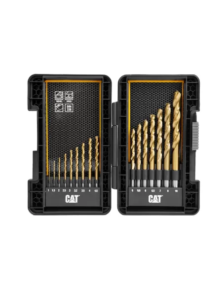 1 - Set 16 punte HSS per metallo per trapano Caterpillar da 1mm a 10mm DA02901 1 - Set 16 punte HSS per metallo per trapano Caterpillar da 1mm a 10mm DA02901