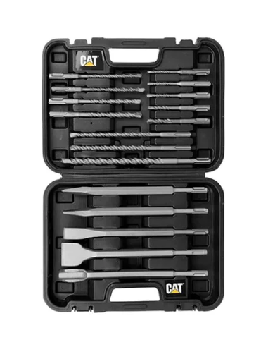 1 - Set 17 punte e scalpelli SDS Plus 17 pezzi in pratica valigetta Caterpillar DA03902