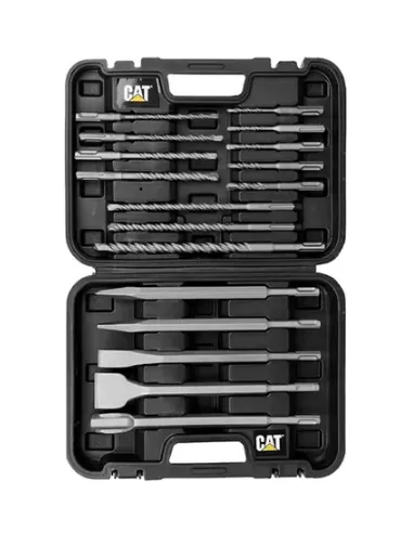 1 - Set 17 punte e scalpelli SDS Plus 17 pezzi in pratica valigetta Caterpillar DA03902