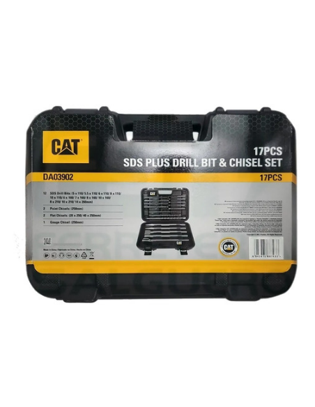 2 - Set 17 punte e scalpelli SDS Plus 17 pezzi in pratica valigetta Caterpillar DA03902