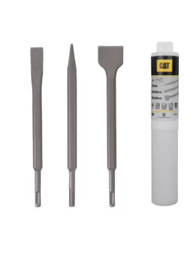 1 - Set 3 scalpelli SDS Plus da 20mm a 40mm piatto, largo e a punta Caterpillar DA03903