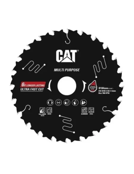 1 - Lama per sega circolare multiuso TCT 184mm denti 24 Caterpillar DA08201
