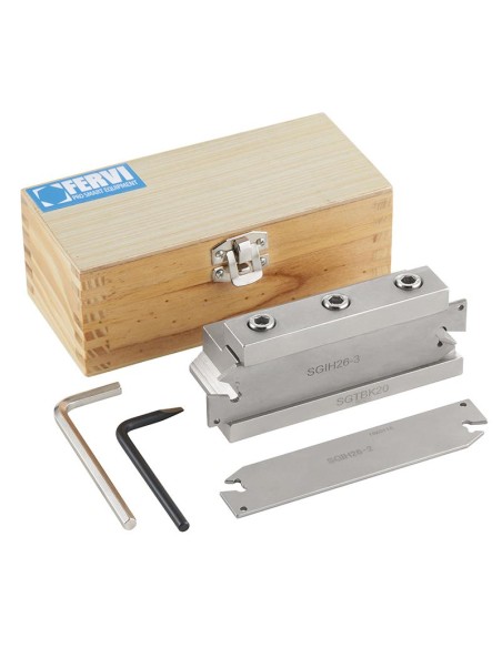 Set utensili da taglio troncatore per esterno per tornio metallo Fervi t090