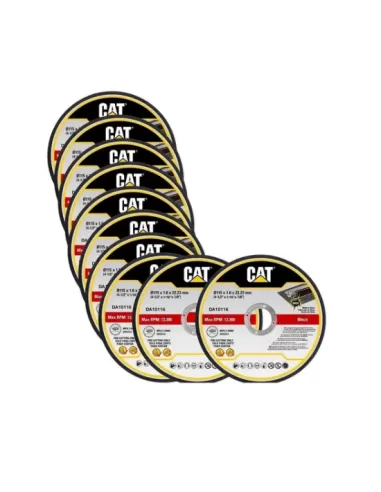 1 - Set 10 dischi abrasivi da taglio per acciaio e inox 115x1.6mm Caterpillar DA10116