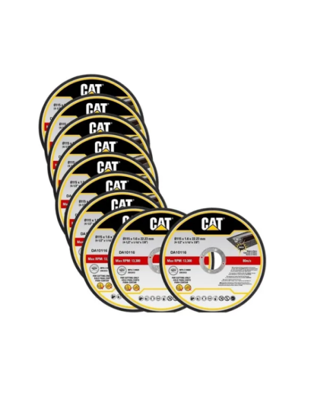 Set 10 dischi abrasivi da taglio per acciaio e inox 115x1.6mm Caterpillar DA10116