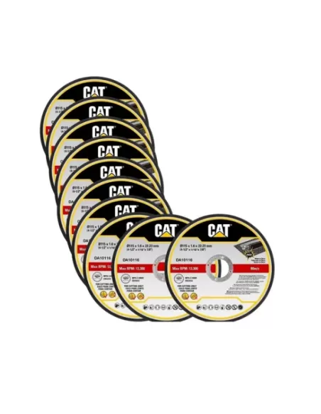 1 - Set 10 dischi abrasivi da taglio per acciaio e inox 115x1.6mm Caterpillar DA10116
