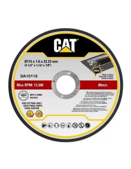 2 - Set 10 dischi abrasivi da taglio per acciaio e inox 115x1.6mm Caterpillar DA10116