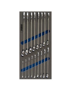 Serie 17 chiavi combinate 6 - 22 mm in termoformato morbido Fervi tm01/001