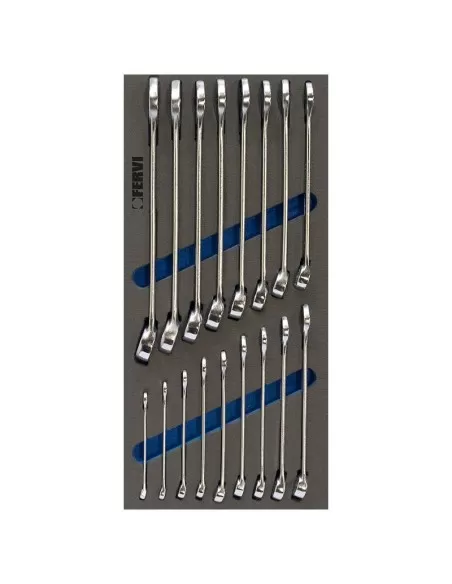 1 - Serie 17 chiavi combinate 6 - 22 mm in termoformato morbido Fervi tm01/001 1 - Serie 17 chiavi combinate 6 - 22 mm in termoformato morbido Fervi tm01/001