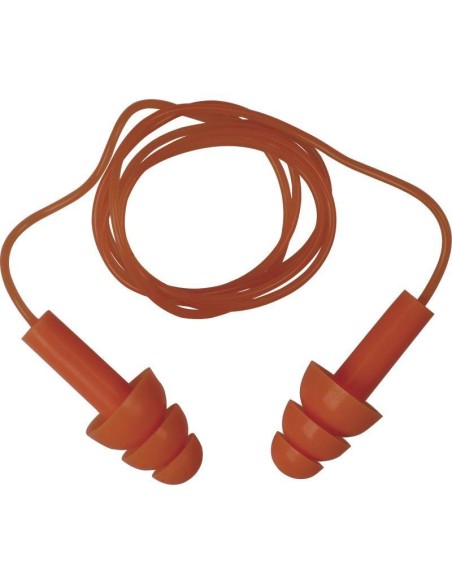 3 - Kit 10 paia tappi auricolari antirumore orecchie Deltaplus conicfit010 cordino