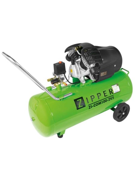 5 - Compressore d'aria 2 cilindri 100 lt 230 v Zipper zi-com100-2v5