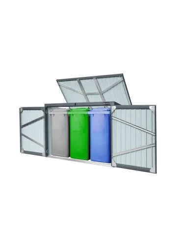 Contenitore per rifiuti in acciaio 3 bidoni x 240 lt Zipper zi-mtb3