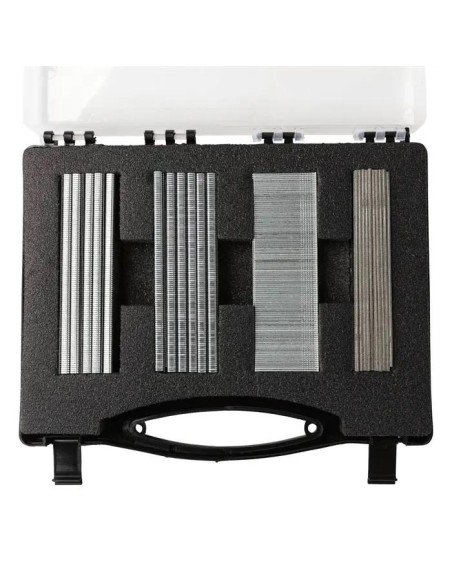 Valigetta con graffe e chiodi metallici Scheppach per fissatrice pneumatica