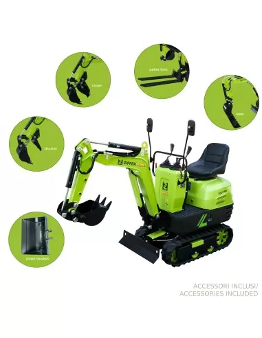 1 - Mini escavatore Zipper zi-mbgs600 compatto 5q con accessori