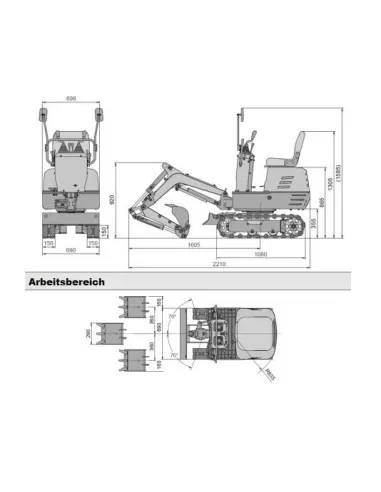 9 - Mini escavatore Zipper zi-mbgs600 compatto 5q con accessori